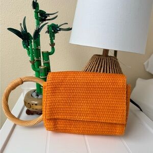 Women’s Orange Woven wristband Bag